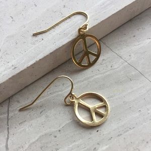 14K gold/sterling silver Peace sign Earrings